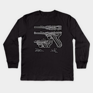 recoil loading small arms Vintage Patent Drawing Kids Long Sleeve T-Shirt